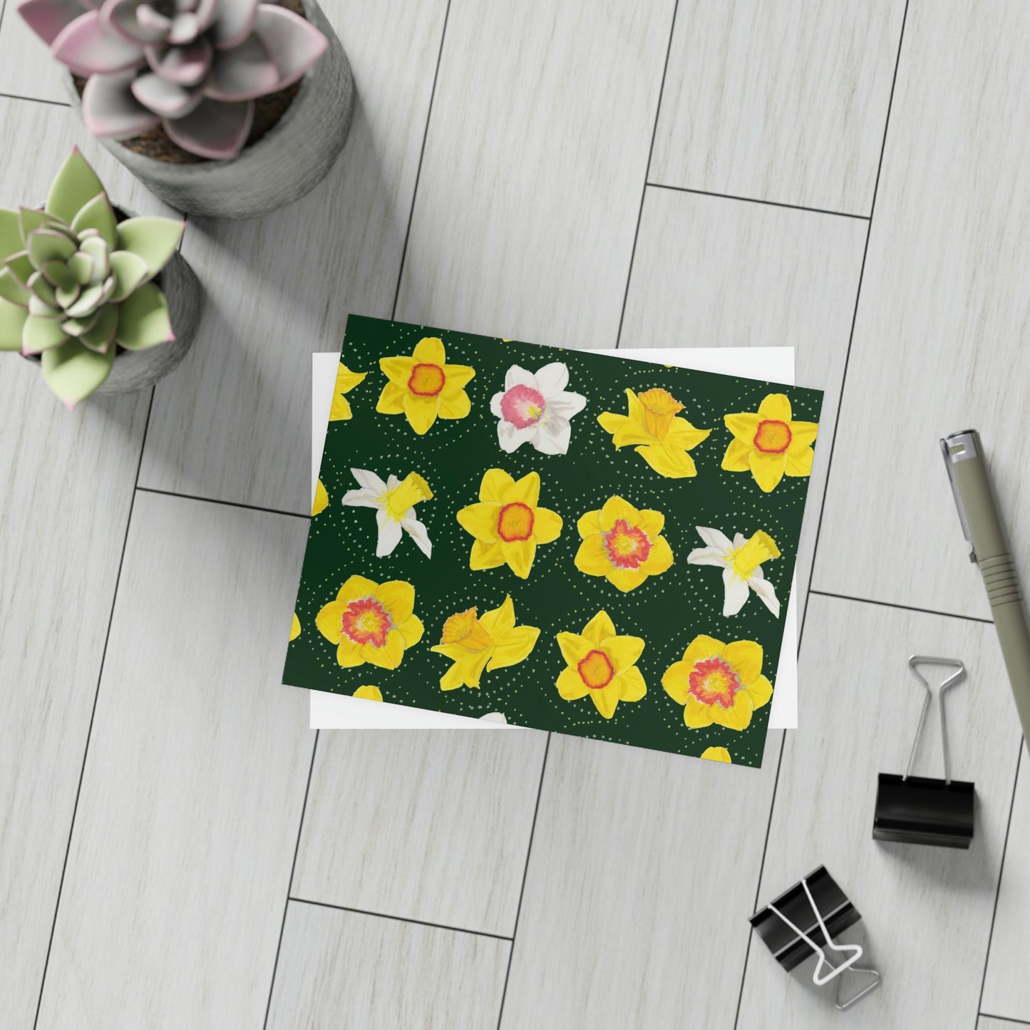 Daffodil Festival Greeting Card Bundle - Daffodils on Dark Green