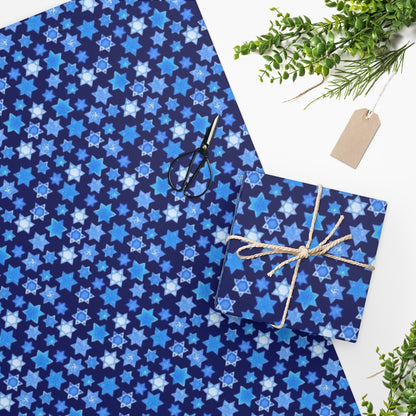 Blue on Blue Stars of David Wrapping Paper